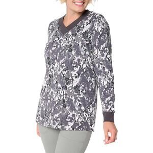 Denim & Co. Women's Brushed Back French Terry Printed Tunic Grey - Regular